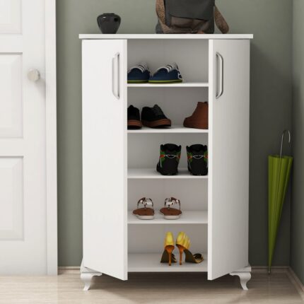 Bimossa R6040 Beyaz Ayakkabılık Çok Amaçlı Raflı Düzenleyici Dolap 100 cm - Görsel 3