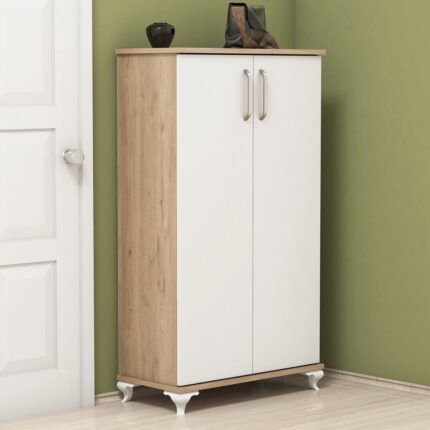 Bimossa R7030 Ceviz - Beyaz Ayakkabılık Çok Amaçlı Raflı Düzenleyici Dolap 120 cm - Görsel 2