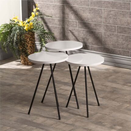 Gold Falez Mobilya Aksesuar ZİGON SEHPA VE ORTA SEHPA SET KR METAL BEYAZ - Görsel 4
