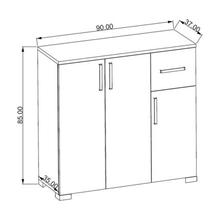 Fly Mobilya FLY Hermes Çok Amaçlı Dolap 90x85x37 cm Geniş Depolama Alanı Beyaz Kapaklı - Görsel 4