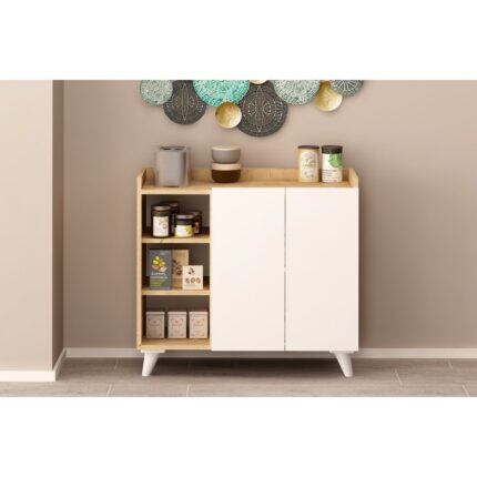 Fly Mobilya Alary Çok Amaçlı Dolap Beyaz Melamin Kaplı 90x82x37 cm Geniş Depolama Alanı - Görsel 2
