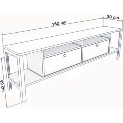 Ankara Mobilya Alaluna Metal Ayaklı  Atlantik Çam 160 cm Tv Ünitesi - Görsel 4