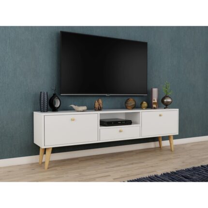 Ankara Mobilya Penta Ahşap Ayaklı 160 cm Beyaz Tv Sehpası - Görsel 3