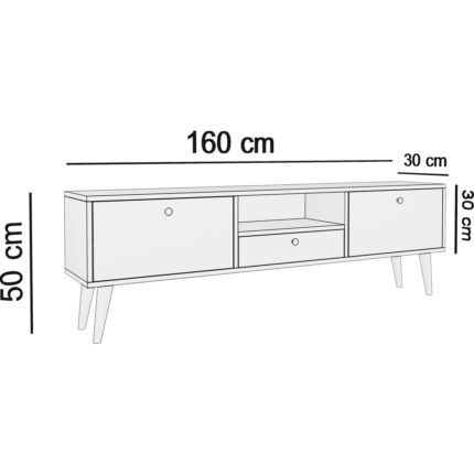 Ankara Mobilya Penta Ahşap Ayaklı 160 cm Beyaz Tv Sehpası - Görsel 4