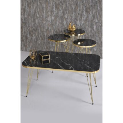 Gold Falez Zigon Sehpa ve Orta Sehpa Kr Set Gold Tel Bendir