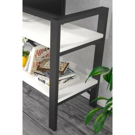 Morpanya Metal Tv Sehpası Raflı Tv Ünitesi Televizyon Sehpası LCD Tv Masası Beyaz MP119 - Görsel 2