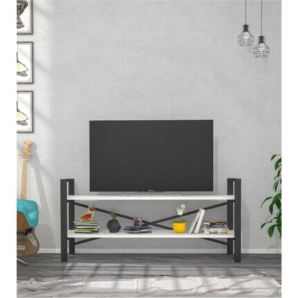 Morpanya Metal Tv Sehpası Raflı Tv Ünitesi Televizyon Sehpası LCD Tv Masası Beyaz MP119 - Görsel 3