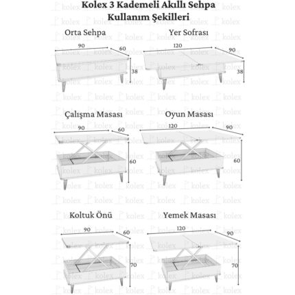 kolexonline Desensiz 3 Kademeli Akıllı Sihirli Sehpa - Görsel 4