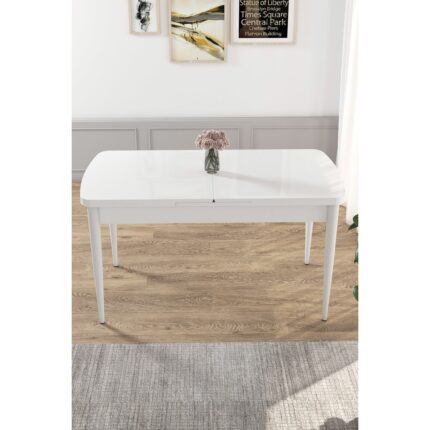 Canisa Concept Kor Serisi 70X114 Açılabilir Beyaz Mutfak Masası, Yemek Masası