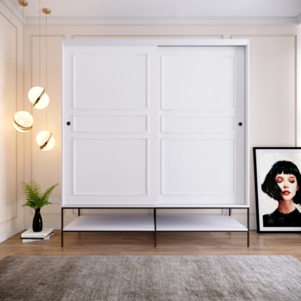 Pasific Home Martin 2 Kapaklı Sürgülü Gardırop Elbise Dolabı,190 cm, Beyaz