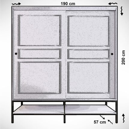 Pasific Home Martin 2 Kapaklı Sürgülü Gardırop Elbise Dolabı,190 cm, Beyaz - Görsel 5
