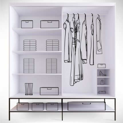 Pasific Home Martin 2 Kapaklı Sürgülü Gardırop Elbise Dolabı,190 cm, Beyaz & Beyaz Mermer - Görsel 3