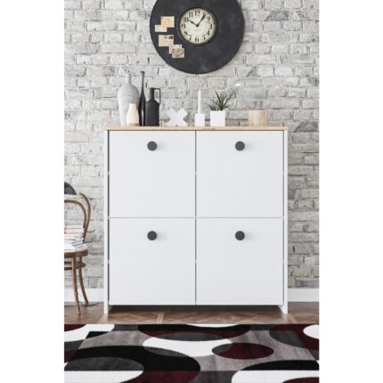 Kzy Mobilya 4 Kapaklı 4 Raflı Suntalam Ayakkabılık 92x32x92 cm Modern Tarz Depolama Dolabı - Görsel 2