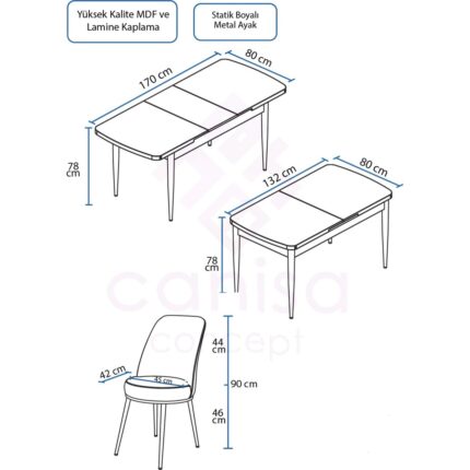 Canisa Concept Zen Serisi Mdf Açılabilir Mutfak Masası (80 x 132 Cm) - Görsel 3