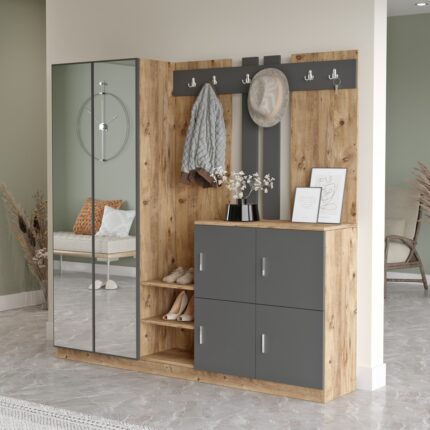 Robin Home Lora Vestiyer Portmanto Ayakkabılık Çam-Antrasit - Görsel 2
