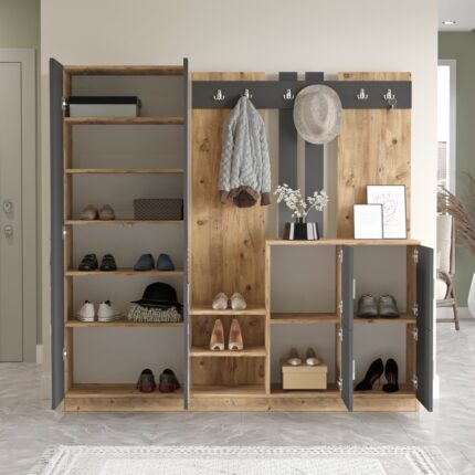 Robin Home Lora Vestiyer Portmanto Ayakkabılık Çam-Antrasit - Görsel 4