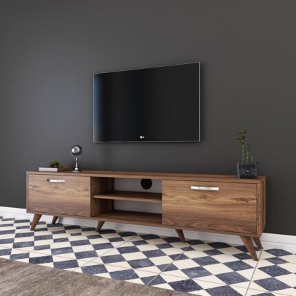 Rani A9 Tv Ünitesi Modern Ayaklı Tv Sehpası 180 cm Minyatür Ceviz