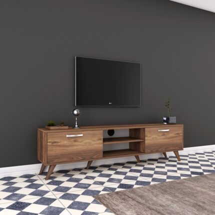 Rani A9 Tv Ünitesi Modern Ayaklı Tv Sehpası 180 cm Minyatür Ceviz - Görsel 4