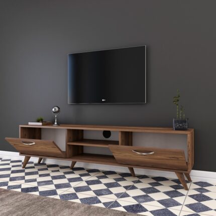 Rani A9 Tv Ünitesi Modern Ayaklı Tv Sehpası 180 cm Minyatür Ceviz - Görsel 5