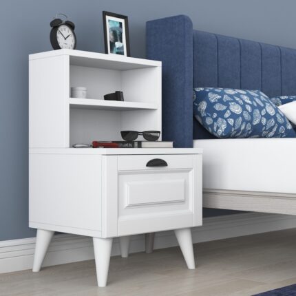 Rani BD105 Komodin 2 Raflı Membran Çekmeceli Komodin Beyaz