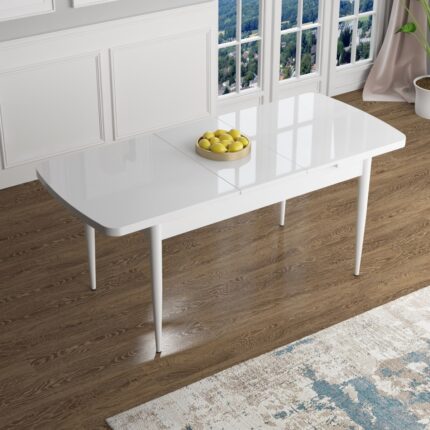 Canisa Concept Han Serisi 70X114, Açılabilir Mdf Mutfak Masa Takımı, Beyaz Masa ve 6 Sandalye - Görsel 2