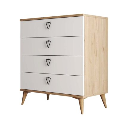 Mezza Versace 4 Çekmeceli Meşe Şifonyer – 18 mm Dayanıklı Yonga Levha, Minimalist ve Şık Tasarım, 80x45x81 cm - Görsel 4