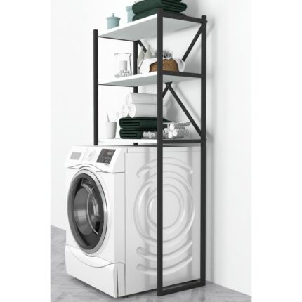 Bofigo 3 Raflı Metal Banyo Düzenleyici Metal Banyo Rafı Çamaşır Makinası Üstü Beyaz - Görsel 4