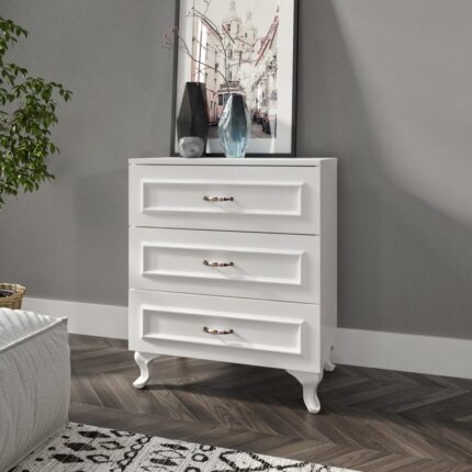 Kzn Home Kartopu 3 Çekmeceli Country Şifonyer - Tamamı 1. Kalite Mdf