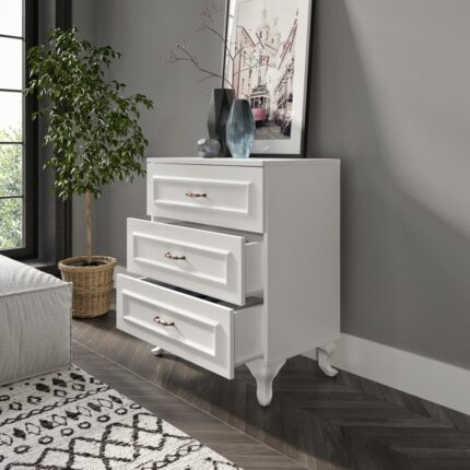 Kzn Home Kartopu 3 Çekmeceli Country Şifonyer - Tamamı 1. Kalite Mdf - Görsel 2
