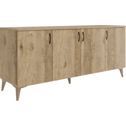 Kzn Home Sigma Çok Amaçlı 4 Kapaklı Konsol Meşe  Tamamı  Mdf