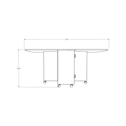 Asra Trend MDF Katlanır Mutfak Yemek Çalışma Masası, Beyaz-Retro Gri, 155×75×70 cm, KM-14 - Görsel 5