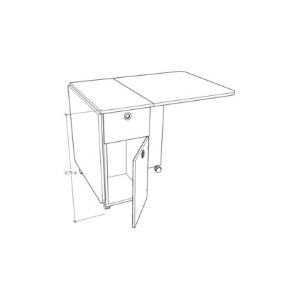 Asra Trend MDF Katlanır Mutfak Yemek Çalışma Masası, Çekmece+Dolap, Koyu Gri-Retro Taş, KM-04 - Görsel 4