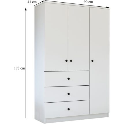 Metalia Gm 308 Ece Lüx 3 Kapı 3 Çekmeceli Düğme Kulplu Gardırop - Görsel 5