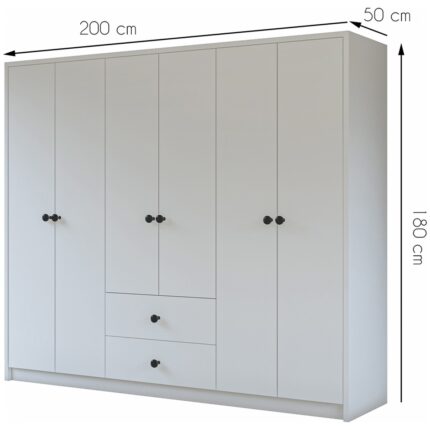 Metalia Gm 069 Delüx 6 Kapı 2 Çekmeceli Düğme Kulplu Gardırop - Görsel 5