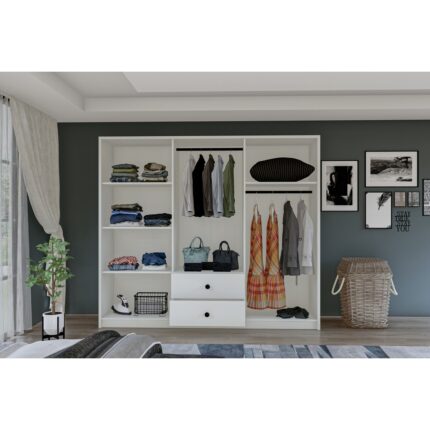 Metalia Gm 036 Lüx 6 Kapı 2 Çekmeceli Düğme Kulplu Aynalı Gardırop - Görsel 3