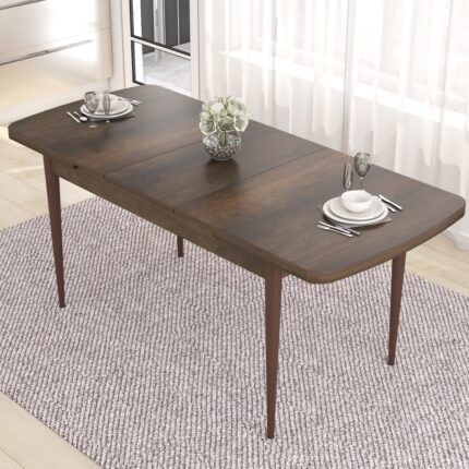 Canisa Concept Are Serisi, Mdf 80X132 Açılabilir  Barok Ahşap Desen Mutfak Masa Takımı, 6 Sandalye Gold Halkalı - Görsel 3