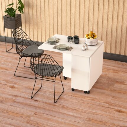 Asra Trend MDF Katlanır Mutfak Yemek Çalışma Masası, Beyaz, 155×75×70 cm, KM-12 - Görsel 5