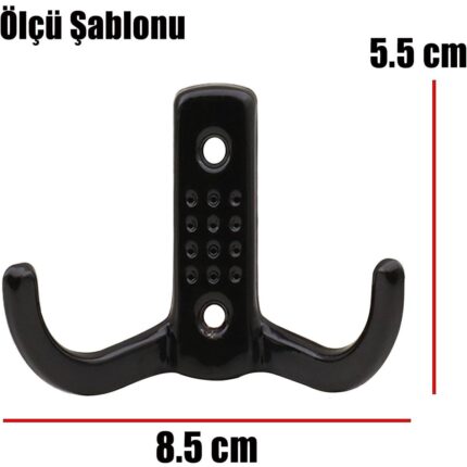 Badem10 Noktalı Vestiyer Duvar Askısı Dolap Elbise Askılığı Siyah Metal Askı (100 Adet) - Görsel 5