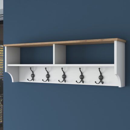 Rani P2 Modern Portmanto Duvar Askısı Beyaz - Sepet Ceviz Vestiyer 120 Cm - Görsel 5