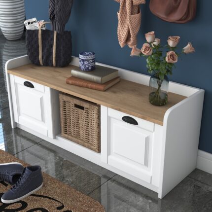 Rani P2 Modern Portmanto Ayakkabılık ve Duvar Askısı Vestiyer M1 Renk: Beyaz - Sepet Ceviz - Görsel 4