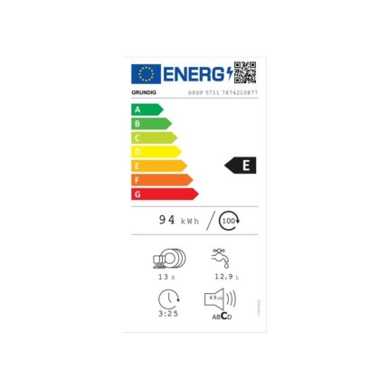 Grundig Gpdf 5711 5 Programlı Bulaşık Makinesi - E Enerji Sınıfı, 13 Kişilik Kapasite, Sessiz Çalışma Özelliği - Görsel 4
