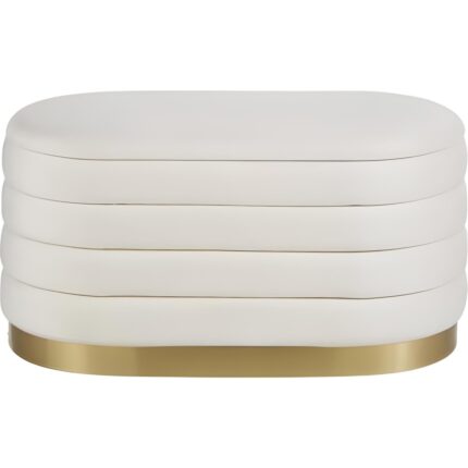 Gazzini Furniture Lungo Long Line Cream Luxery Puf Gold Kaplama Dekoratif Puf Koltuk - Görsel 2