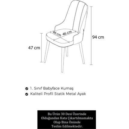 Canisa Concept Newa Serisi   Babyface Kumaş Beyaz Metal Ayaklı Gold Halkalı 1 Adet Sandalye - Görsel 2