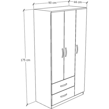 Metalia Gm 851 Home Aynalı 3 Kapı 2 Çekmeceli Gardırop - Görsel 4