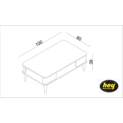 Hey Modüler Mobilya Kumsal Oval Kenar 100* 60 Orta Sehpa Ceviz - Görsel 5