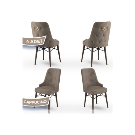 Canisa Concept Pare Serisi, Sandalye, 4 Adet Sandalye, Ceviz Gürgen Ayak