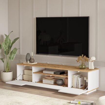 Robin Home Loft Tv Ünitesi Orta Sehpa 2'li Set Çam-Beyaz - Görsel 2