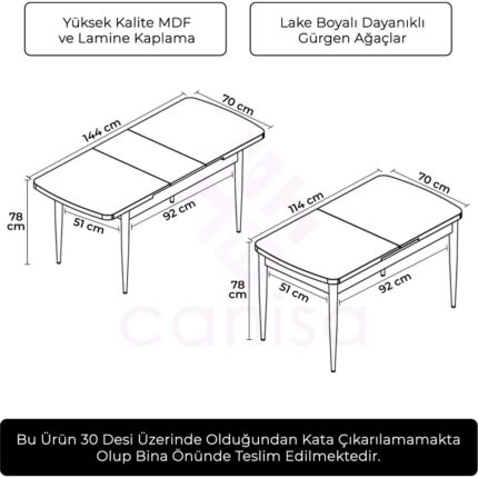 Canisa Concept Par Serisi 70X114 Açılabilir Mdf Mutfak Masası - Görsel 3