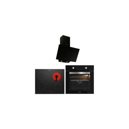 Silverline 3481 Flam - VC8210B01 - BO65E1B01 Siyah Cam Ankastre Set
