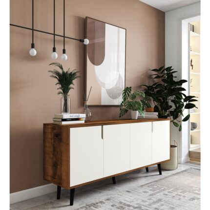 VM VERTEX MOBİLYA Latina Modern Konsol 180 cm Ceviz - Beyaz - Görsel 2